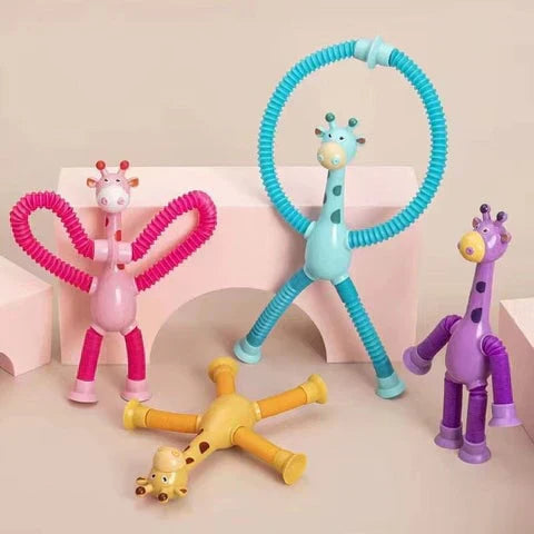 TELESCOPIC SUCTION GIRAFFE TOY WITH LED LIGHTS