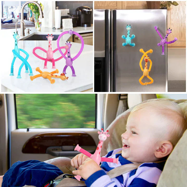 TELESCOPIC SUCTION GIRAFFE TOY WITH LED LIGHTS